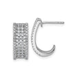 Sterling Silver Hoop Earrings with Cubic Zirconia, Wide Band Openwork Design