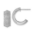 Sterling Silver Huggie Earrings with Cubic Zirconia, Five Row Pavé Layered Design
