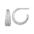 Sterling Silver Hoop Earrings with Multiple Row Pavé Cubic Zirconia, Rhodium Plated Finish