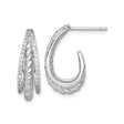 Sterling Silver Twisted Rope Hoop Earrings with Cubic Zirconia Accents