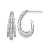Sterling Silver Twisted Rope Hoop Earrings with Cubic Zirconia Accents