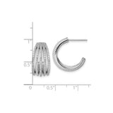 Sterling Silver Hoop Earrings with Multi-Row Pave Cubic Zirconia, Rhodium Plated Statement Style