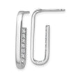 Sterling Silver Rectangle Hoop Earrings with Channel Set Cubic Zirconia, Rhodium Plated Modern Design