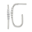 Sterling Silver Curved Bar Earrings with Five Bezel Set Cubic Zirconia Accents