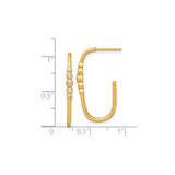Sterling Silver Hoop Earrings with Bezel Set Cubic Zirconia, Gold Plated Minimalist Design