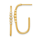 Sterling Silver Hoop Earrings with Bezel Set Cubic Zirconia, Gold Plated Minimalist Design