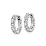 Sterling Silver Hoop Earrings with Double Row Round Cut Cubic Zirconia, Hinged Closure