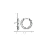 Sterling Silver Hoop Earrings with Double Row Round Cut Cubic Zirconia, Hinged Closure