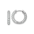 Sterling Silver Hoop Earrings with Double Row Round Cut Cubic Zirconia, Hinged Closure