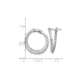 Sterling Silver Twisted Hoop Earrings with Cubic Zirconia, Rhodium Plated Round Design for Women