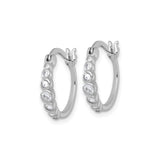 Sterling Silver Hoop Earrings with Graduated Cubic Zirconia, Bezel Set Modern Style