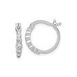 Sterling Silver Hoop Earrings with Graduated Cubic Zirconia, Bezel Set Modern Style