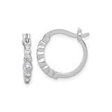 Sterling Silver Hoop Earrings with Graduated Cubic Zirconia, Bezel Set Modern Style
