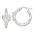 Sterling Silver Hoop Earrings with Open Heart Charms and Cubic Zirconia Accents