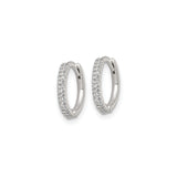 Sterling Silver Huggie Hoop Earrings with Pavé Cubic Zirconia, Small Round Dainty Style