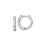 Sterling Silver Huggie Hoop Earrings with Pavé Cubic Zirconia, Small Round Dainty Style