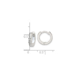 Sterling Silver Hoop Earrings with Channel Set Square Cut Cubic Zirconia, Huggie Style