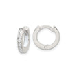 Sterling Silver Hoop Earrings with Channel Set Square Cut Cubic Zirconia, Huggie Style