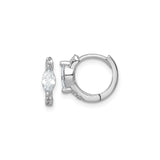 Sterling Silver Hoop Earrings with Marquise and Round Cubic Zirconia, Polished Finish