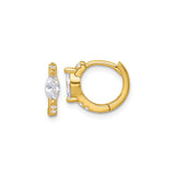 Sterling Silver Hoop Earrings with Marquise and Round Cubic Zirconia, Gold Plated Classic Design