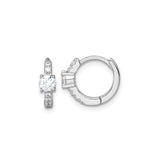 Sterling Silver Hoop Earrings with Round Cut Cubic Zirconia Center and Accents