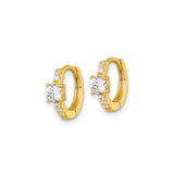 Sterling Silver Huggie Hoop Earrings with Round Cut Cubic Zirconia and Accent Stones