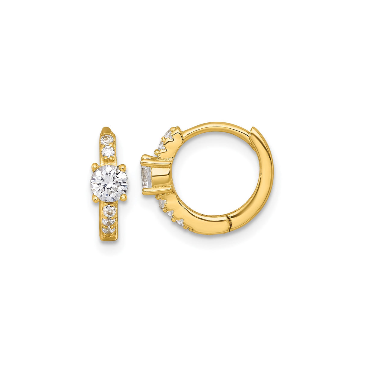 Sterling Silver Huggie Hoop Earrings with Round Cut Cubic Zirconia and Accent Stones