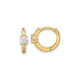 Sterling Silver Huggie Hoop Earrings with Round Cut Cubic Zirconia and Accent Stones