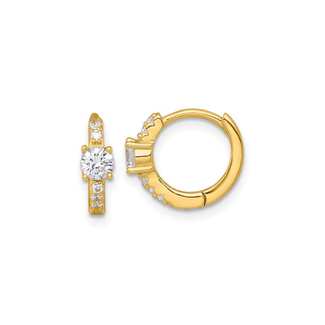 Sterling Silver Huggie Hoop Earrings with Round Cut Cubic Zirconia and Accent Stones