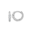 Sterling Silver Huggie Hoop Earrings with Round and Princess Cut Cubic Zirconia, Polished Finish