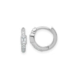 Sterling Silver Huggie Hoop Earrings with Round and Princess Cut Cubic Zirconia, Polished Finish