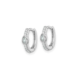 Sterling Silver Hoop Earrings with Oval Cubic Zirconia Center and Round Accents