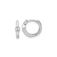 Sterling Silver Hoop Earrings with Oval Cubic Zirconia Center and Round Accents