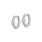 Sterling Silver Huggie Hoop Earrings with Teardrop Cubic Zirconia and Accent Stones