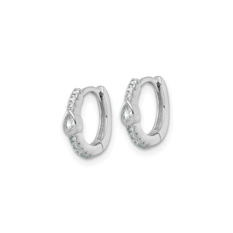 Sterling Silver Huggie Hoop Earrings with Teardrop Cubic Zirconia and Accent Stones
