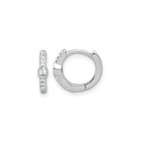 Sterling Silver Huggie Hoop Earrings with Teardrop Cubic Zirconia and Accent Stones