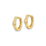 Sterling Silver Huggie Hoop Earrings with Pear Shaped Cubic Zirconia Accents for Women