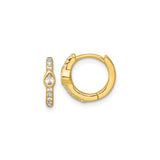 Sterling Silver Huggie Hoop Earrings with Pear Shaped Cubic Zirconia Accents for Women