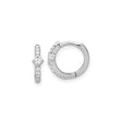 Sterling Silver Hoop Earrings with Round Cut Cubic Zirconia and Square Accent Huggie Style