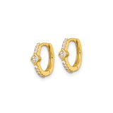 Sterling Silver Gold Plated Hoop Earrings with Cubic Zirconia and Square Accent