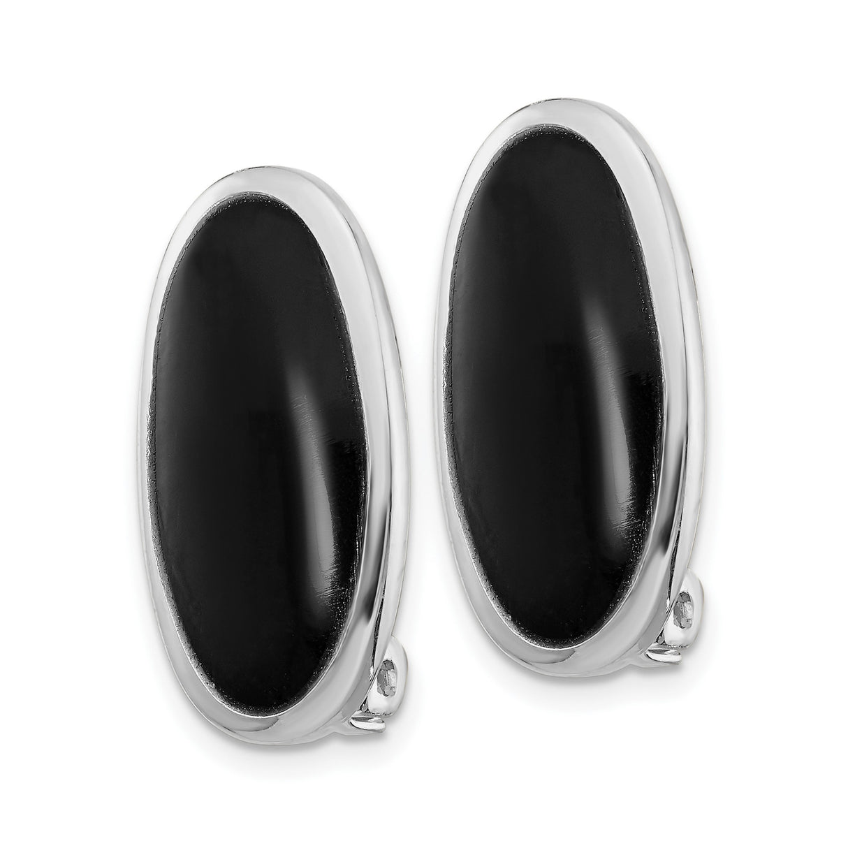 Sterling Silver Oval Cufflinks With Black Onyx Inlay
