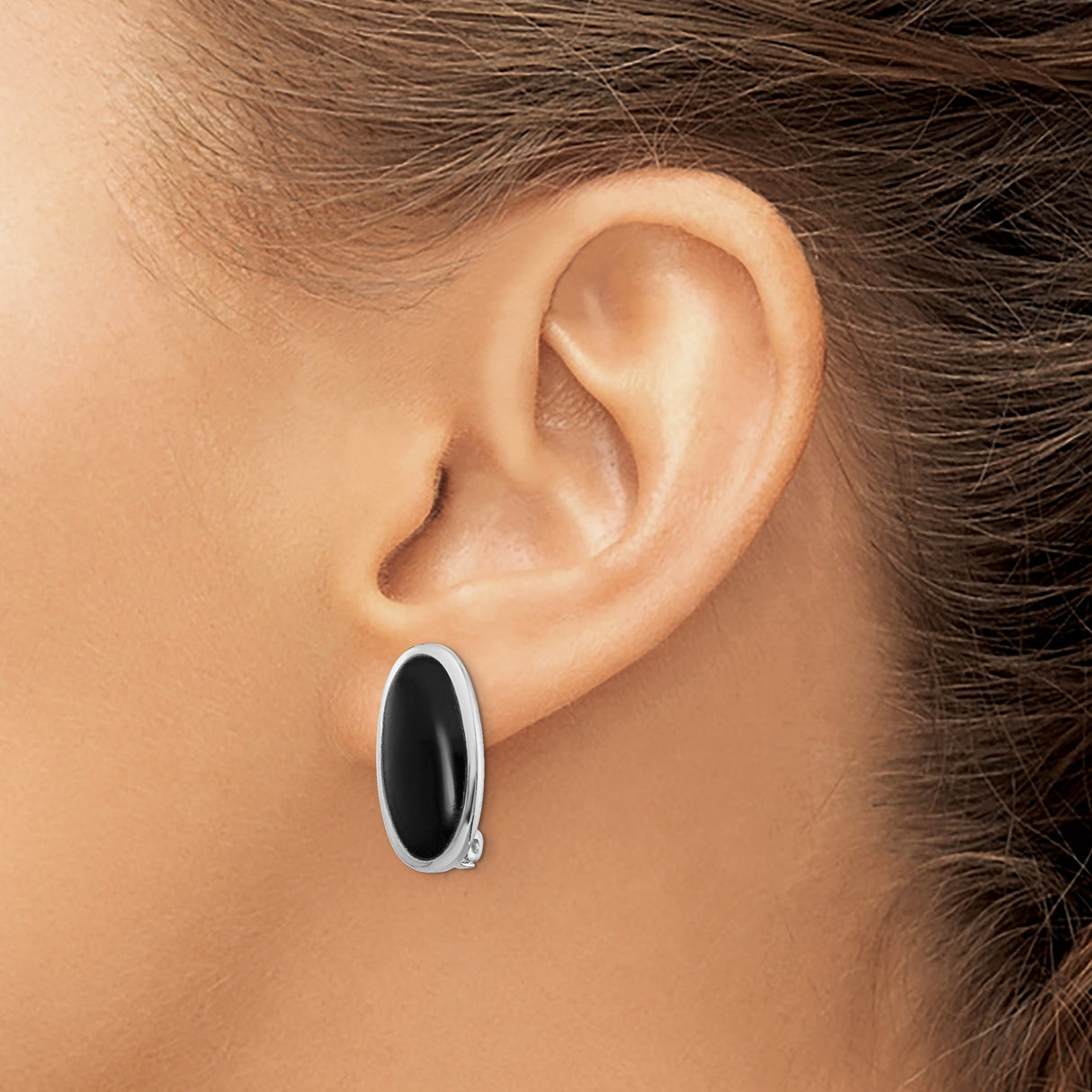 Sterling Silver Oval Cufflinks With Black Onyx Inlay