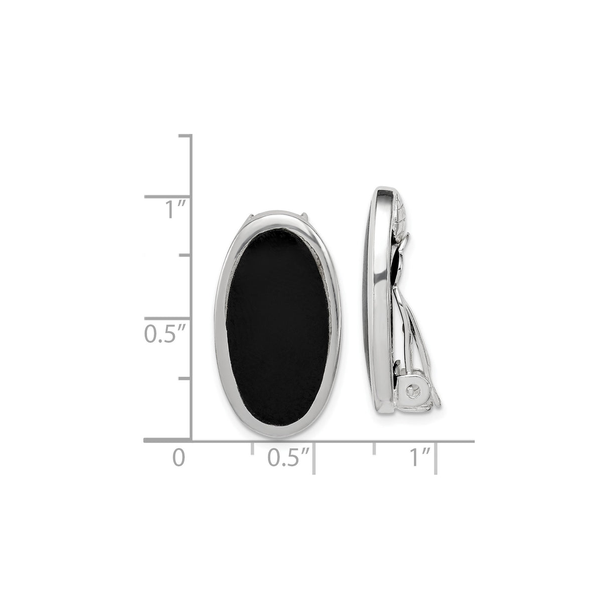 Sterling Silver Oval Cufflinks With Black Onyx Inlay