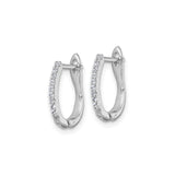 Sterling Silver Hoop Earrings with Cubic Zirconia, Polished Finish, Hinged Lightweight Design