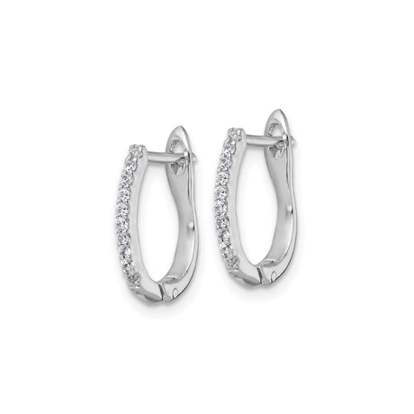 Sterling Silver Hoop Earrings with Cubic Zirconia, Polished Finish, Hinged Lightweight Design