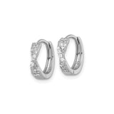 Sterling Silver Hoop Earrings with Cubic Zirconia, Twisted Crossover Design