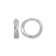 Sterling Silver Hoop Earrings with Cubic Zirconia, Twisted Crossover Design