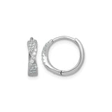 Sterling Silver Hoop Earrings with Cubic Zirconia, Twisted Crossover Design
