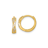 Sterling Silver Gold Plated Twisted Hoop Earrings with Cubic Zirconia Crossover Design