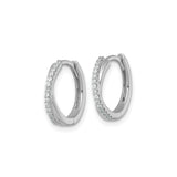 Sterling Silver Crossover Hoop Earrings with Cubic Zirconia, Rhodium Plated Modern Design